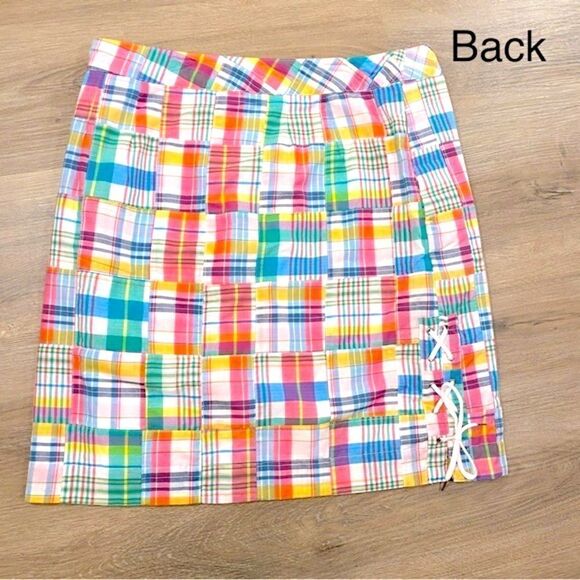 PLAID COTTON BLEND LINED MADRAS A-LINE SKIRT NWT 8P - Picture 2 of 11